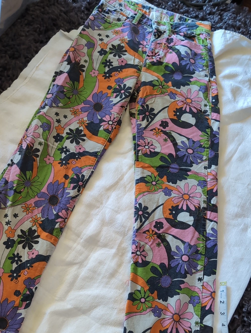 Womans 70s print floral urban outfitters pants. soft velvet material